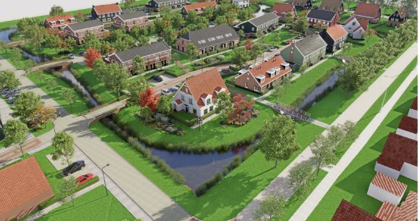 Gezien vanuit de lucht het gewijzigde plan Bogtmanweg