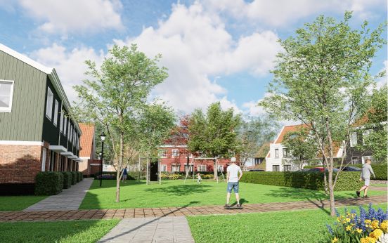 Voorbeeld speelveldje bij de woningen.